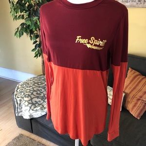 Rue 21 Red& Orange Long Sleeve Top